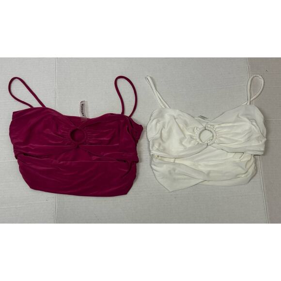 TRESSER Lot Of 2 Women's Tank Tops Open Abdomen 1 Pink 1‎ White Size M - Picture 1 of 5